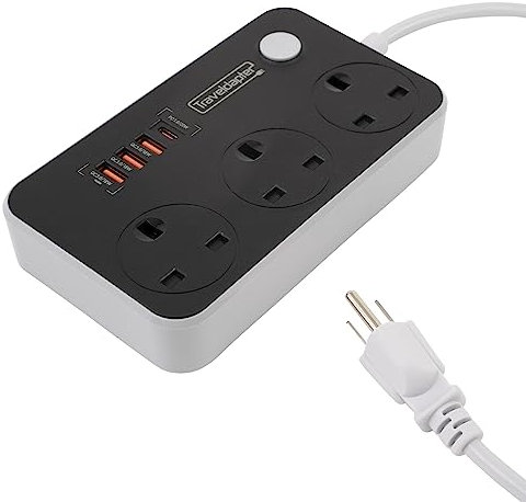 Travel Adapter Uk To Vietnam Usb Usbc Grounded 3 Pin Earthed Plug Switched Extension Lead 2 M