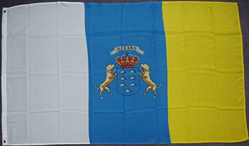 flaggenmeer® Flagge Kanaren mit Wappen 80 g/m² ca. 90 x 150 cm