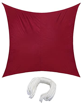 jarolift Sonnensegel Quadrat, Wasserabweisend, Sonnenschutz Sichtschutz für Terrasse Garten Balkon, Polyestergewebe, 360 x 360 cm, Weinrot