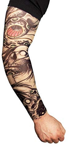 Maskworld Biker - Tattoo Ärmel zum Überziehen - Armgröße: L - Kostüm-Zubehör für Halloween, Karneval & Motto-Party