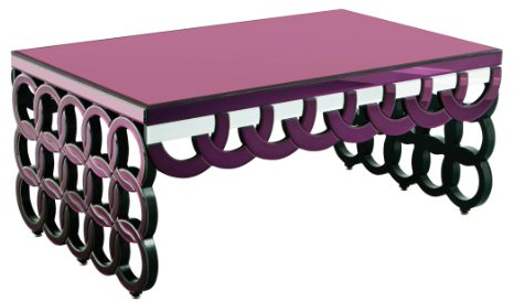 Premier Housewares Clear Mirrored Coffee Table - 56 x 130 x 80 cm, Purple