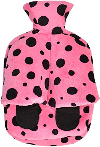 Vagabond Cuddlesoft Hot Water Bottle Footwarmer, Pink Black 2 Litre