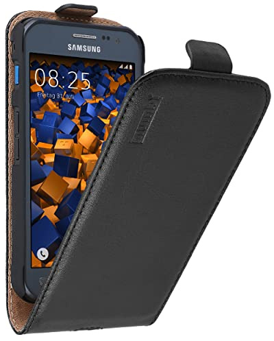 mumbi Echt Leder Flip Case kompatibel mit Samsung Galaxy Xcover 3 Hülle Leder Tasche Case Wallet, schwarz
