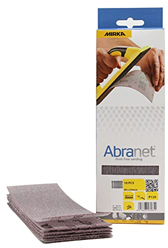 Mirka Abranet Netz Schleifstreifen 80x230mm / Klett Schleifblätter/Korn P120 / 10 Stück / AE175F1012 / zum staubfreien Schleifen von Holz, Spachtel, Lack, Kunststoff