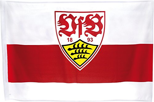 Flaggenfritze Flagge mit Hohlsaum VfB Stuttgart Wappen - 80 x 120 cm + gratis Aufkleber