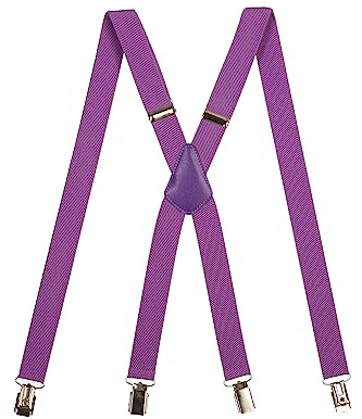 Olata Unisex Hosenträger schmal mit Metallclips/Verstellbare Hosenträger X-Form mit überkreuzten Trägern – 2,5 cm. Fliede