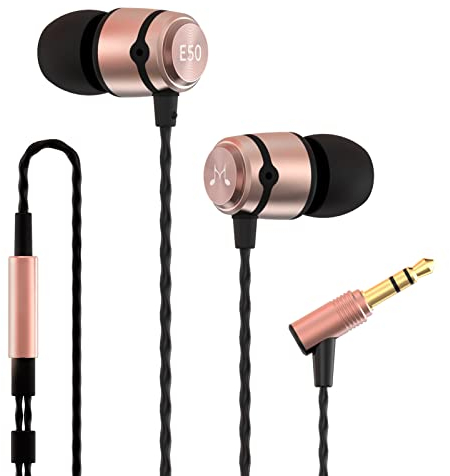 Soundmagic E50 Wired Earbuds No Microphone in Ear Monitor HiFi Earphones Noise Isolating Headphones Comfortable Fit Black Gold