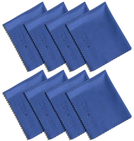 Wisdompro; 8-Pack Microfiber Cleaning Cloth for Camera Lens, Glass, Lenses, Phone, iPhone, iPad, Tablet, Laptop, LCD TV, Computer Screen, Monitor and Other Delicate Surface - Blue (6 x 7 Inches)