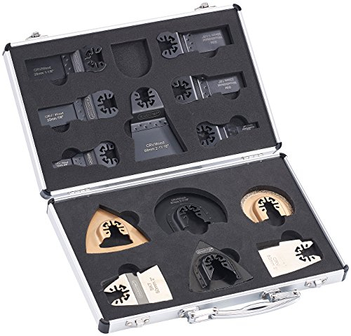 AGT Professional Multifunktionswerkzeug: Werkzeug-Zubehör-Koffer für Multitools, Schnellspann-Aufnahme (Werkzeugset, Multitool Sägeblätter, Sägeblatt Stahl)