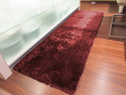 Reissner Lammfelle FP140 Echtes Schaffell rechteckiger Teppich Couchauflage Bettvorleger 140x60cm Bordeaux rot
