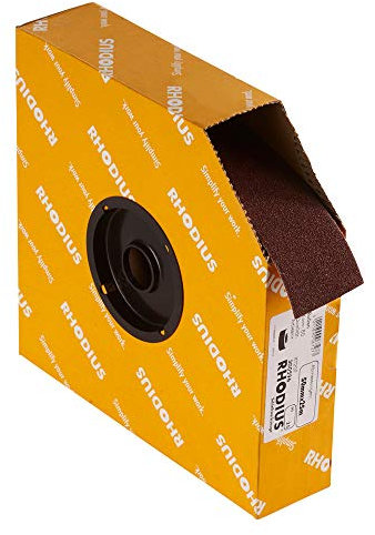 RHODIUS SPBR, 1 Stück Schleifleinen 50 mm x 25 m K80, für Metall und Holz, Schleifpapier, Handschliff, Schleifband, Schmirgelpapier, Rollenware