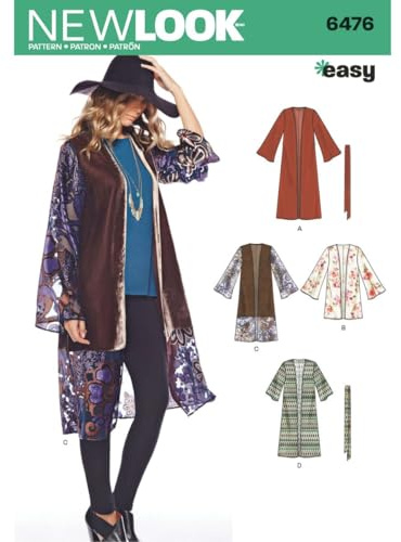 Simplicity nl6476 New Look Schnittmuster Kimono Papier weiß 15 x 22 cm