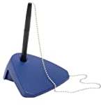 Maul Kugelschreiberständer Modern | Kugelschreiber mit Kette | Stifthalter aus bruchsicherer Kunststoff | Für ideale Organisation am Schreibtisch, Empfangstresen oder im Büro | Blau