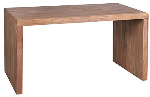 FineBuy Schreibtisch Massiv-Holz Akazie 140 cm Computertisch Echtholz Design Ablage Büro-Tisch Landhaus Größe wählbar