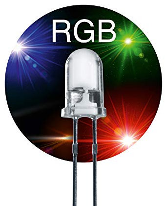 Lumetheus LED 5mm Farbe RGB Rot Grün Blau LEDs Gehäuse klar Farbwechsel blinkend Farbe wechselnd 2V