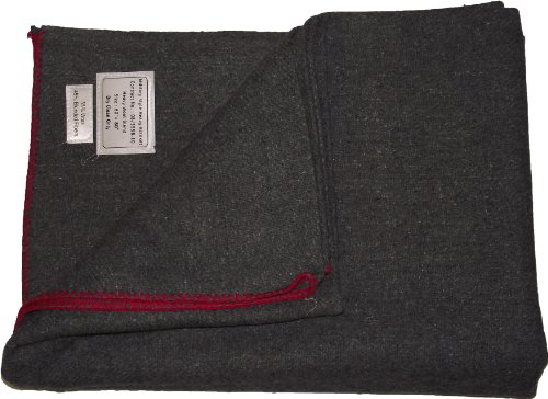 New Military Militär Army Style Heavy Wolle Decke (Grey mit Red Trim)
