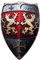 BestSaller 1164 Ritterschild Holz, 49x32 cm, mit Löwen Motiv mit Ledergriff, rot/Gold (1 Stück)