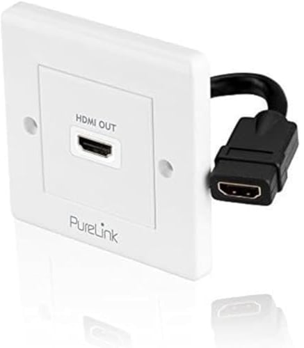 PureInstall PI100 High Speed HDMI Anschluߟdose mit Ethernet Kanal (HDMI A Buchse auf HDMI A Buchse), zertifiziert, 1-fach, Kabelpeitsche, 0,1m