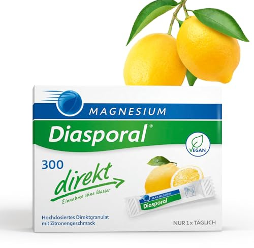 Magnesium-Diasporal 300 direkt Magnesium Sticks - 50 Sticks | 300 mg | fruchtig-milder Zitronengeschmack | ideal für unterwegs | ohne Zucker, glutenfrei, vegan | Einnahme ohne Wasser