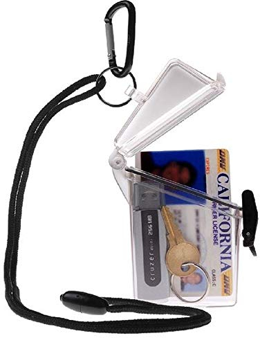 WITZ STRANDSAFE - Wasserdichter Badesafe transparent [1 Stück] Strandbox Schwimmsafe mit Karabinerhaken und Nylonschnur