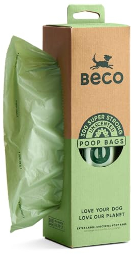 Beco Starke und große Kotbeutel – 270 lose verpackt mit Griffen zum Binden – Boxspender (Unscented - 300 XL)