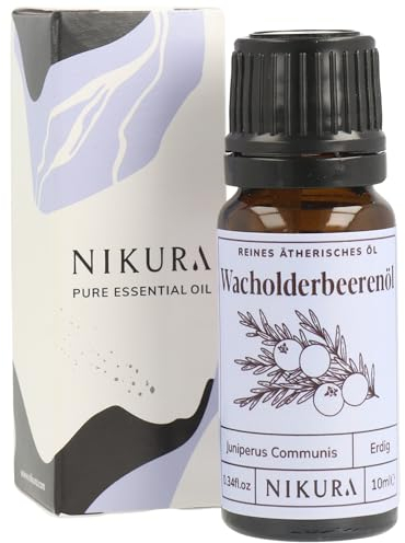 Nikura Juniper Berry Essential Oil - 10ml | 100% Pure Natural Oils | Perfect for Aromatherapy, Diffusers, Humidifier, Bath | Great for Self Care, Stress Relief, Improving Sleep | Vegan & UK Made