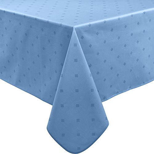 Erwin Müller abwaschbare Tischdecke, Tischwäsche Neuss im Rautendesign blau Größe 130x250 cm - acrylversiegeltes Gewebe für leichtes Wischen