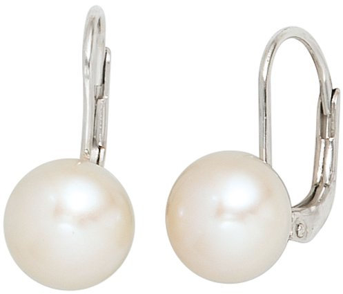 JOBO Boutons 925 Sterling Silber rhodiniert 2 Süßwasser-Perlen Ohrringe