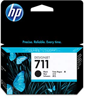 HP 711 CZ129A Tintenpatrone für HP DesignJet T120, T125, T130, T520, T525, T530 Großformatplotterdrucker und HP 711 DesignJet Druckkopf, Schwarz, 38 ml