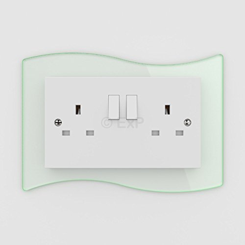 Expression Products Double Light Switch or Plug Socket Back Plate Finger Surround Panel Glass Effect (8 ColoursAvailable) - Free Trolley Token Material Sample Included per Shipment