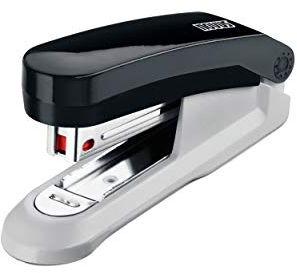 Novus E 15 Heftgerät (15 Blatt Heftleistung, inkl. 200 Heftklammern und Klammerentferner, klein und handlich) schwarz glänzend