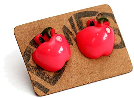 Apfel Ohrstecker Obst Ohrringe - 2 Stück - Retro Party Sommer Ohrring