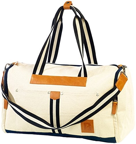 Carlo Milano Bade-Tasche: Canvas-Strandtasche/Freizeittasche, weiß (Schwimmbadtasche, Urlaubs-Strandtasche, Handy)