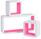 WOLTU Wandregal Cube Regal 3er Set Würfelregal Hängeregal, weiß-rosa, Quadratisch Schwebend Design RG9229rs