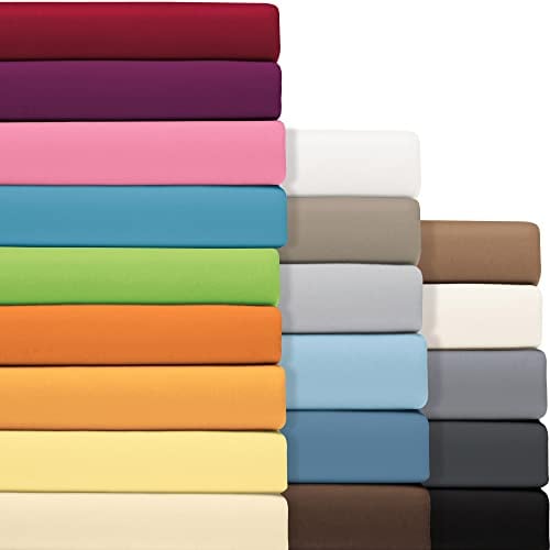 REDBEST Jersey-Stretch Spannbettlaken San Francisco 100% Baumwolle, orange Größe 180x200 cm - 200x200 cm - weiche Qualität, bügelfrei, Rundumgummi, bis 20 cm Höhe