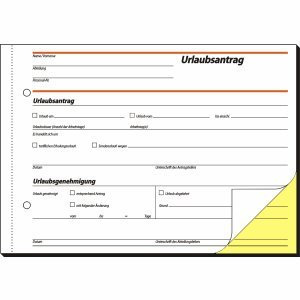 Sigel Formularbuch Urlaubsantrag A5 selbstdurchschreibend 2-fach VE=2x40 Blatt