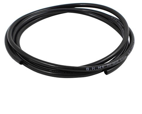 sourcing map Tuyau Air Comprimé 6mm x 4mm compresseur air pneumatique flexible Tube PU noir 1,5 m