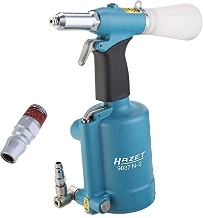 Pistola remachadora HAZET 9037N-2 I neumática e hidráulica con 5 boquillas, fuerza de tracción: 14700N, tamaños de remache de: 3,0- 6,4 mm, longitud de carrera 18,8 mm