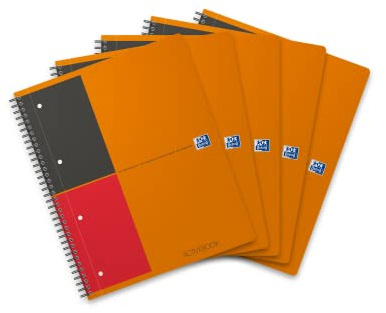 Oxford Activebook Interantional A4, liniert, 160 Seiten, versetzbares Register, Dokumententasche, 5 Stück