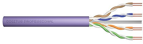 Digitus 305m Cat 6 Network Cable - U/UTP Simplex - Halogen-Free - 250MHz - PoE+ Compatible - Ethernet Cable - Purple