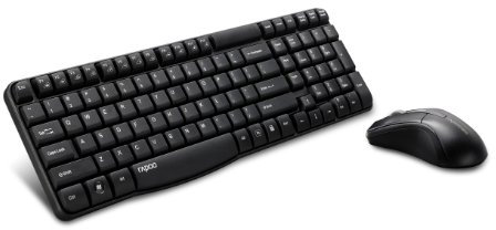 Rapoo 11571 X1800 Kit Wireless 2.4 Ghz Tastiera Impermeabile Multimediale e Mouse Ottico, 1000 dpi, Layout Italiano, Nero