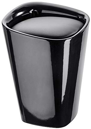 WENKO Badhocker Candy eckig Schwarz, schöne Sitzgelegenheit mit integriertem Wäschesammler, Hocker mit Stauraum für Badezimmer, Gäste-WC & Schlafzimmer, Fassungsvermögen 20 L, 35 x 50 x 35 cm