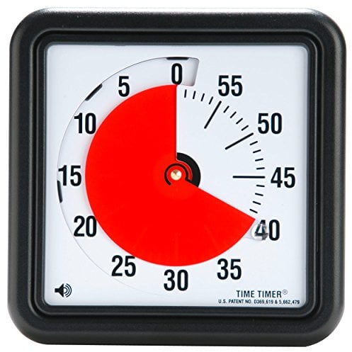 Time TTA1-W Timer Original Medium 18x18 cm; 60-minuten visueller Timer - Countdown-Uhr für Klassenzimmer oder Besprechungen für Kinder und Erwachsene (schwarz)