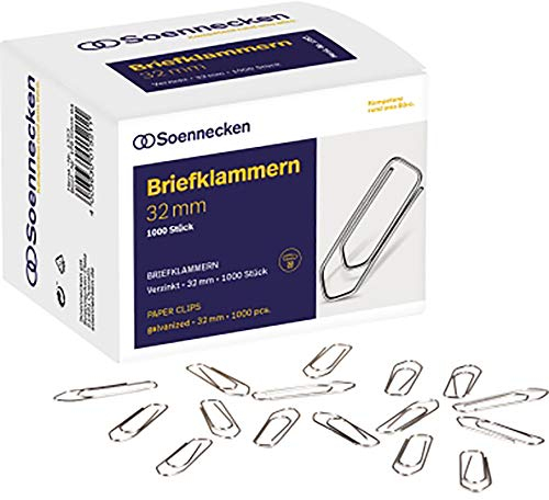 Soennecken Briefklammer 1353 32mm verzinkt 1.000 St./Pack.