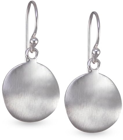 Vinani Damen Ohrringe 925 Silber - Ohrhänger Kreis gewellt mattiert aus 925 Sterling Silber Ohrring Set für Frauen OKM