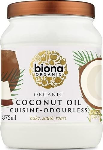Biona Organic Coconut Oil, 875ml | Cuisine Mild and Odourless, Dairy Free, Naturally Vegan, Ketogenic and 100 Percent Natural, For Cooking, Roasting and Baking