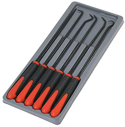 Dapetz ® 6PCs Extra Long Precision Hook and Pick Set, Chrome Vanadium Steel Shank, Hook and Lock Pick Set for Car O-Ring Oil Seal Puller/Gasket Remover/Separating Wires Removal Mechanic Tool