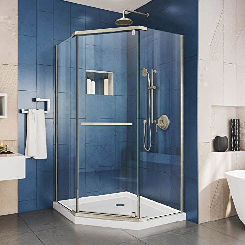 DreamLine Prism 40 1/8 in. x 72 in. Frameless Neo-Angle Pivot Shower Enclosure in Brushed Nickel, SHEN-2140400-04