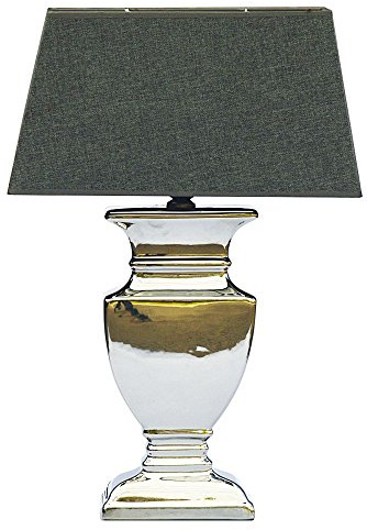 Keramik Lampen Lampenfuß Lampenschirm Tischlampe Nachttischlampe Tischleuchte (SILVER LADY 59 cm (Fuß: Silber - Schirm: Grau))