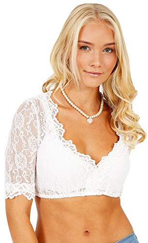 Krüger Dirndl Blusa Cassandra de encaje Blanco 36